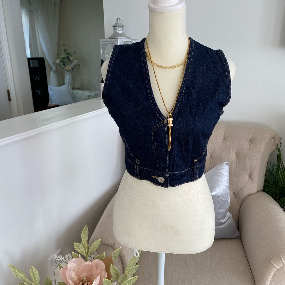 ZARA Dark Blue Denim Vest SIZE M